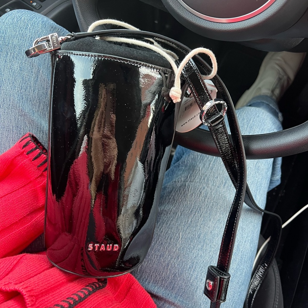 SOLD ‼️ Staud Black Patent Leather Bucket Bag NWT